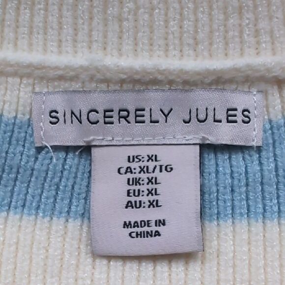 Sincerely Jules Nwot Baby  Blue Polo Stripe  Sweater Xl - Picture 3 of 10